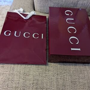 Gucci Maroon Gift Bag and Box Set